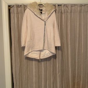 EUC, Ivory coat, M, faux fur hood, Vince Camuto